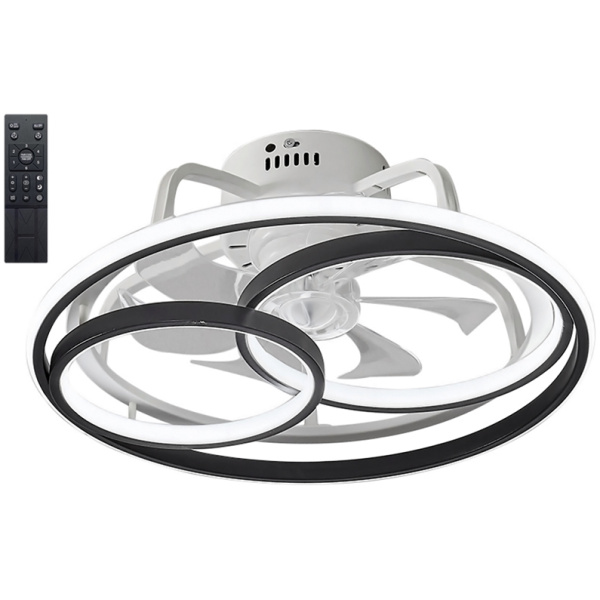 POWERTECH ανεμιστήρας οροφής HLL-0108 με LED φως, 50W, Φ50x21cm, μαύρος