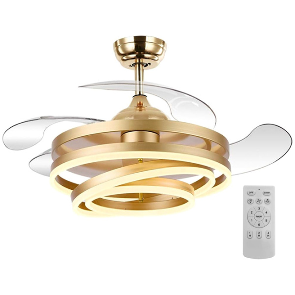 POWERTECH ανεμιστήρας οροφής HLL-0130 με LED φως, 72W, Φ106x50cm, χρυσός