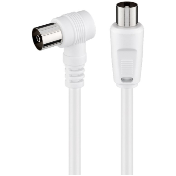 GOOBAY καλώδιο κεραίας αρσενικό σε θηλυκό 11714, γωνιακό, 5m, λευκό