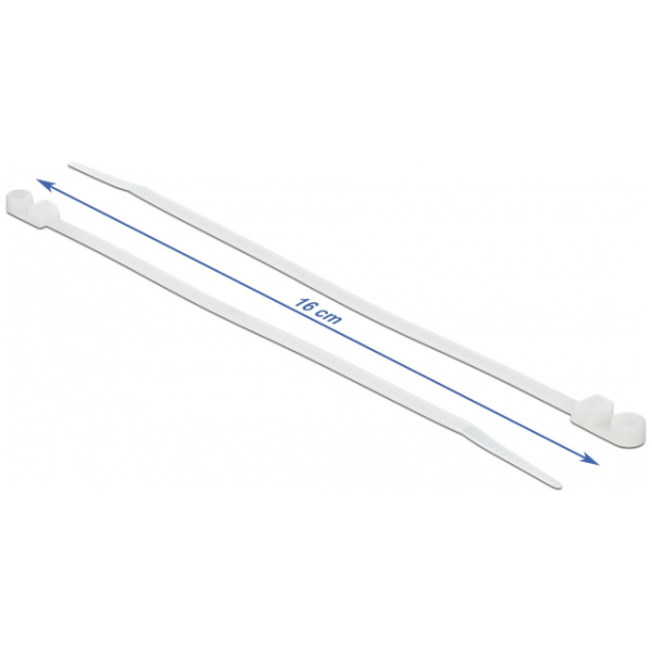 DELOCK Δεματικά καλωδίων 18944 με οπή στερέωσης, 160x4.8mm, λευκά, 10τμχ