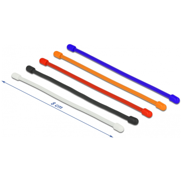 DELOCK Δεματικά καλωδίων 18970, εύκαμπτα, 80x4mm, χρωματιστά, 10τμχ