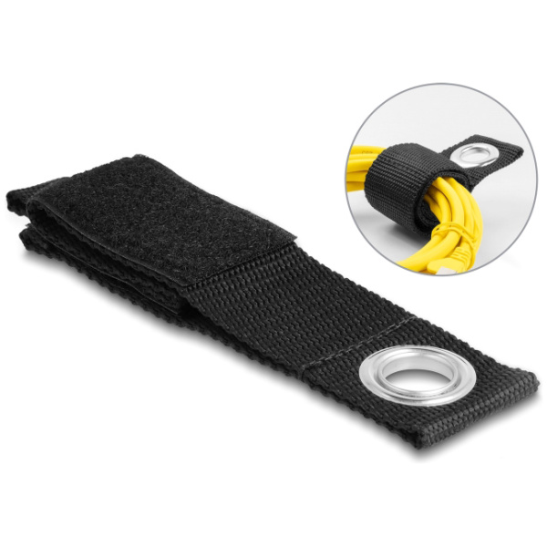 DELOCK ιμάντες τύπου Velcro 19560, 26 x 3.8cm, μαύρος, 5τμχ