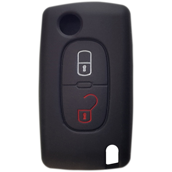 Θήκη κλειδιού για αυτοκίνητα Peugeot 2009-02, εύκαμπτη, μαύρη