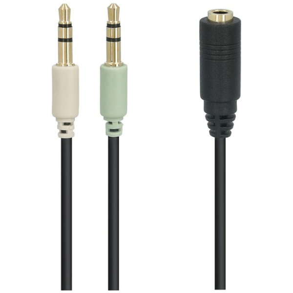 GOOBAY καλώδιο 3.5mm 4pin σε 2x 3.5mm 3pin 48980, 0.4m, μαύρο