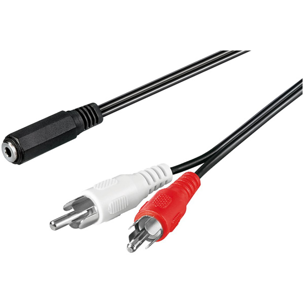 GOOBAY καλώδιο 3.5mm θηλυκό σε 2x RCA αρσενικό 50442, 1.4m, μαύρο