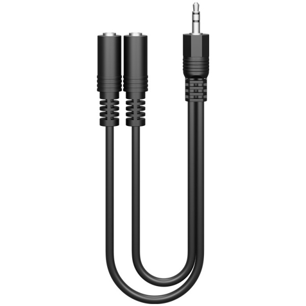 GOOBAY καλώδιο ήχου 3.5mm 50464, αρσενικό σε 2x θηλυκά, 0.2m, μαύρο