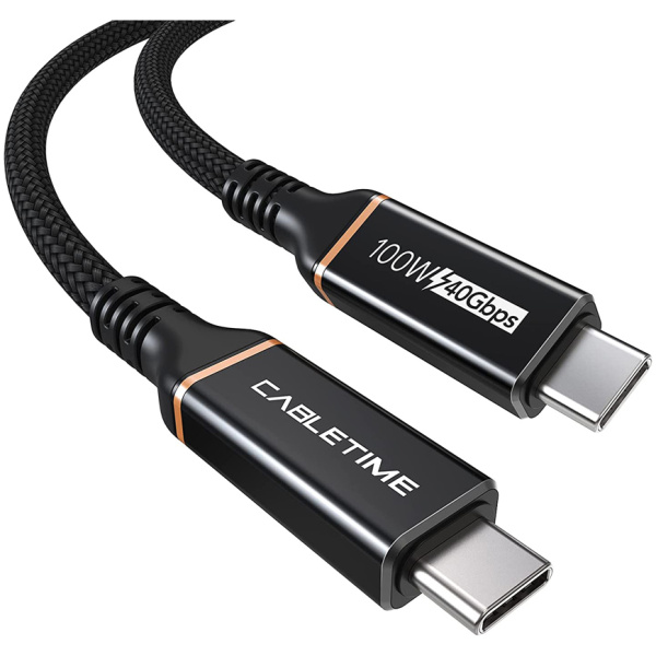 CABLETIME καλώδιο USB-C CT-USB4, 100W, 8K, 40Gbps, 1m, μαύρο