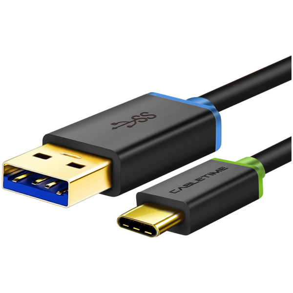 CABLETIME καλώδιο USB-C σε USB CT-C160-U33-CMAMG, 3A, 5Gbps, 3m, μαύρο