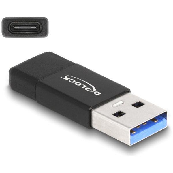 DELOCK αντάπτορας USB 3.2 Gen 2 σε USB-C 60001, 10Gbps, μαύρος