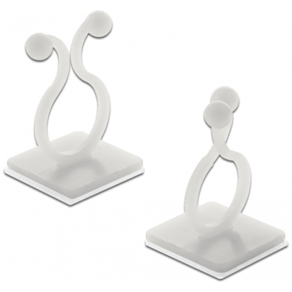 DELOCK Οργανωτής καλωδίων 60175 με αυτοκόλλητη βάση, λευκό, 10τμχ