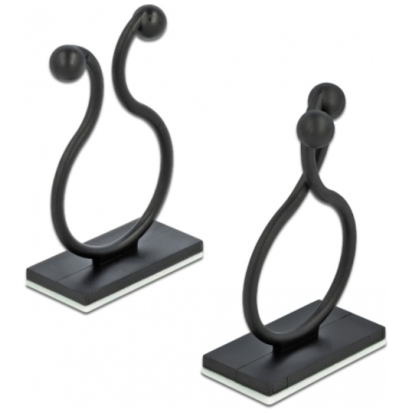 DELOCK Οργανωτής καλωδίων 60176 με αυτοκόλλητη βάση, μαύρο, 10τμχ