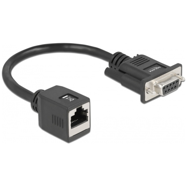 DELOCK αντάπτορας από serial DB9 RS-232 σε RJ45, μαύρος
