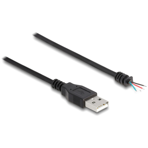 DELOCK καλώδιο USB 64184 με ελεύθερα άκρα, 28 AWG, 1m, μαύρο