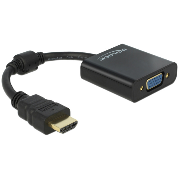 DELOCK αντάπτορας HDMI σε VGA 65512, 1080p, μαύρος