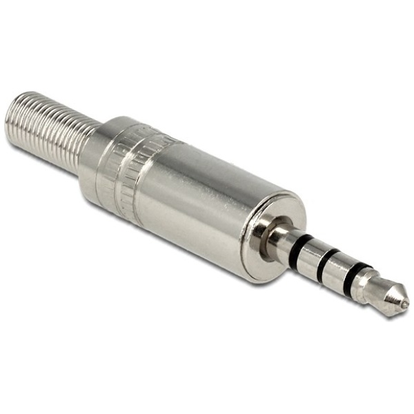 DELOCK Βύσμα 3.5mm Stereo, 4 pin, Bend Protection, metal, ασημί