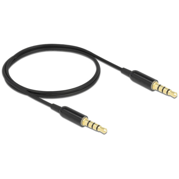 DELOCK καλώδιο 3.5mm 66075, CTIA, 32AWG, 0.5m, μαύρο