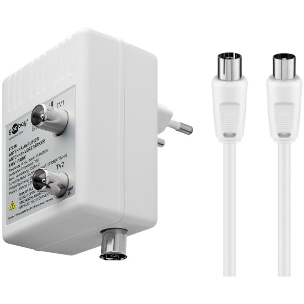 GOOBAY ενισχυτής κεραίας 67226, 2 συσκευές, DVB-T DVB-T2 DVB-C, λευκός