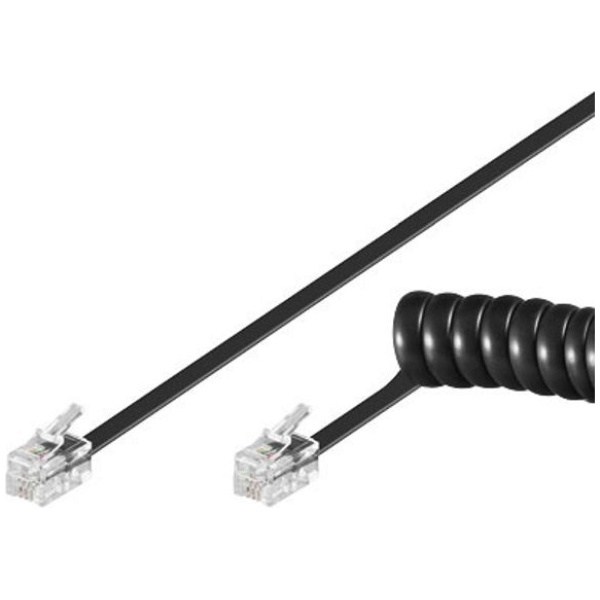 GOOBAY καλώδιο τηλεφώνου 68002, spiral, RJ10 4P4C, CCA, 4m, μαύρο