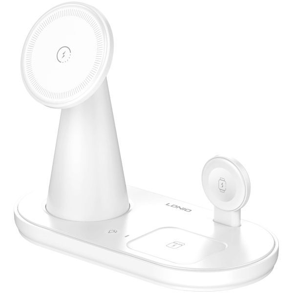 LDNIO ασύρματος φορτιστής WL01 με LED φωτισμό, 3 σε 1, 15W, λευκός