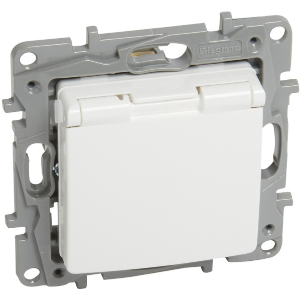LEGRAND πρίζα 2Π+Τ με κάλυμμα 764532, λευκή