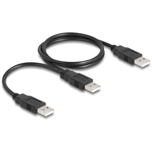 DELOCK καλώδιο USB σε 2x USB 80000, 480Mbps, 70cm, μαύρο
