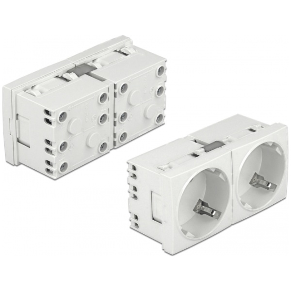DELOCK διπλό module πρίζας ρεύματος Easy 45 81325, 45°, 45x45mm, 5τμχ