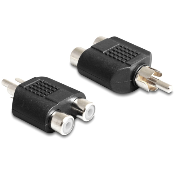 DELOCK αντάπτορας από 2x RCA θηλυκό σε 1x RCA αρσενικό 84499, μαύρος