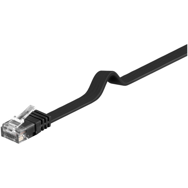 GOOBAY καλώδιο δικτύου 95381, CAT 6 U/UTP, flat, copper, 10m, μαύρο