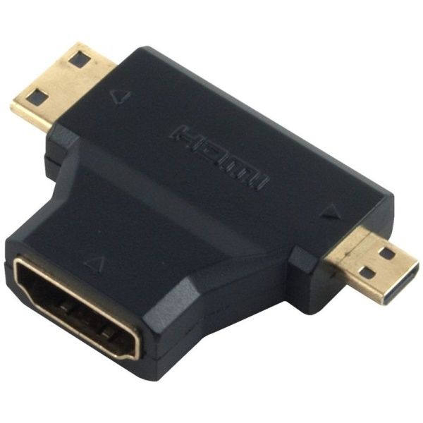 POWERTECH αντάπτορας HDMI σε Mini HDMI & Micro HDMI ADA-H004, μαύρος