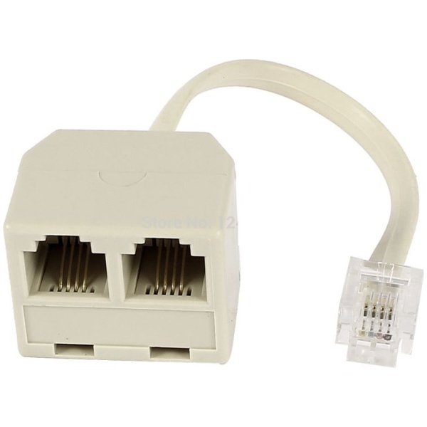 POWERTECH αντάπτορας RJ11 4P4C αρσενικό σε 2x θηλυκό ADA-T001, λευκός