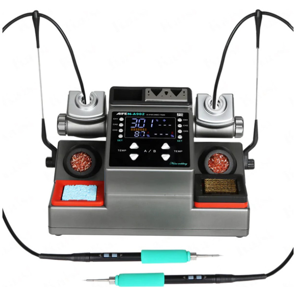 AIFEN ψηφιακός σταθμός συγκόλλησης A902, 2x κολλητήρια, 350W, 110-450 °C