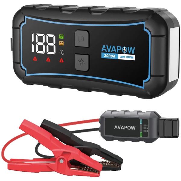 AVAPOW εκκινητής μπαταρίας αυτοκινήτου E5 Pro με φακό, 12V/2000A, 12000mAh