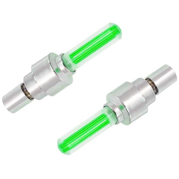 Καπάκι βαλβίδας ποδηλάτου BIKE-0030, LED, 6.5cm, 2τμχ, πράσινο