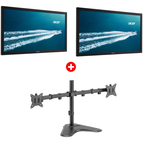 ACER 2x used οθόνες V226HQL με βάση, LED, 21.5" Full HD, VGA/DVI, Grade A