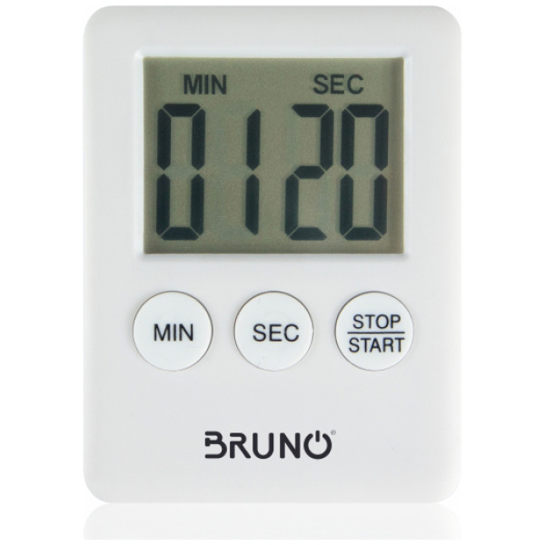 BRUNO χρονόμετρο & αντίστροφη μέτρηση BRN-0063, LCD, με μαγνήτη, λευκό