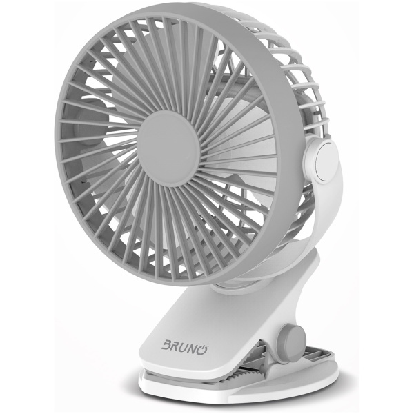 BRUNO BRN-0230 Ανεμιστήρας με κλίπ επαναφορτιζόμενος, λευκός-γκρί