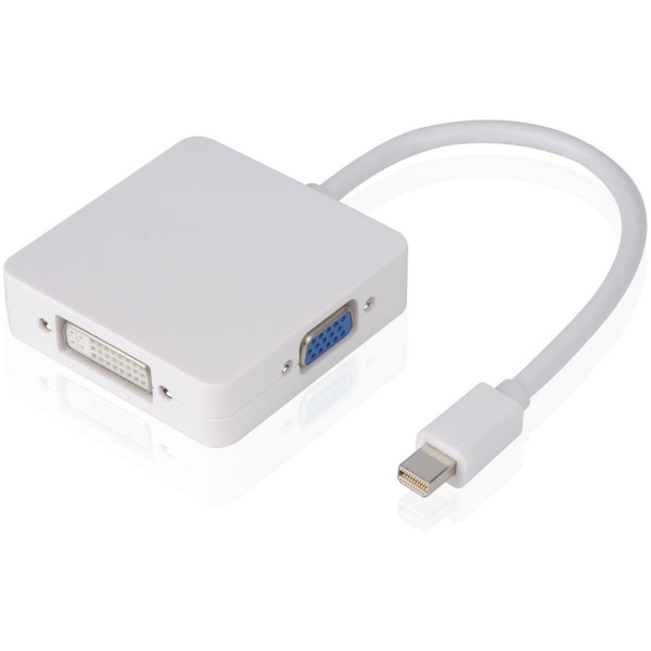 POWERTECH αντάπτορας mini DisplayPort σε HDMI/DVI/VGA CAB-DP016, λευκός