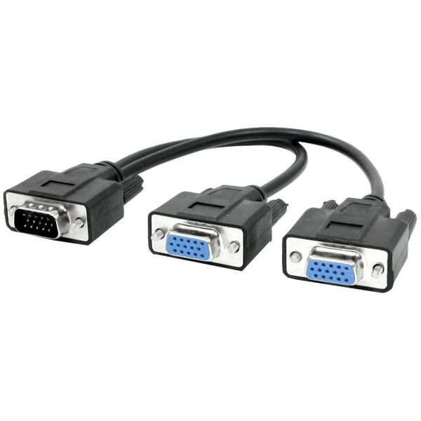 POWERTECH VGA splitter CAB-G014, 2 σε 1, HD, 0.2m, μαύρο
