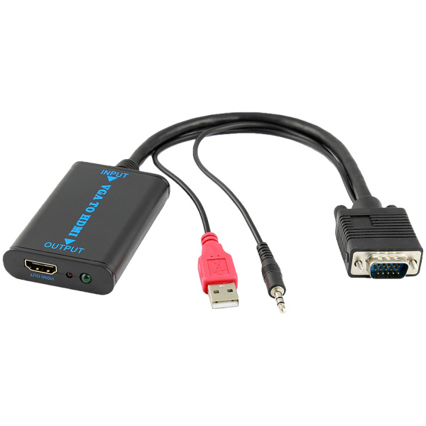 POWERTECH αντάπτορας VGA/USB/3.5mm σε HDMI CAB-H070, 1080p, 0.2m, μαύρος