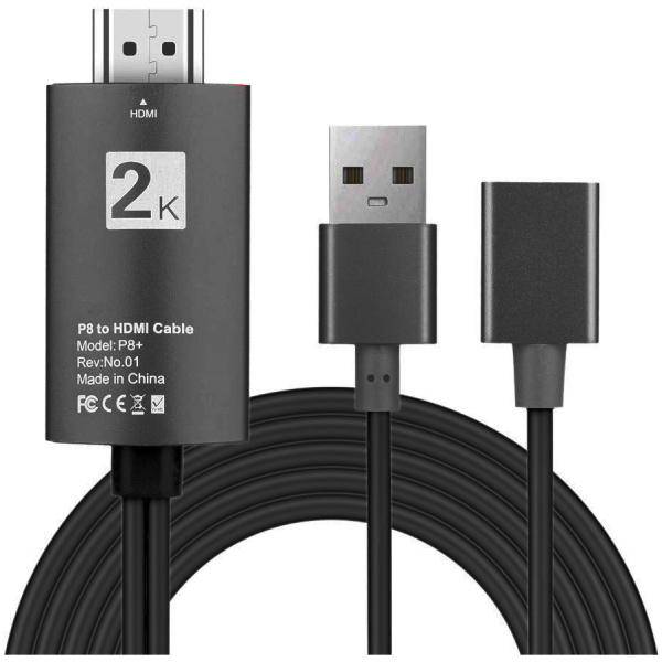 POWERTECH Καλώδιο USB (F) σε HDMI CAB-H080 με USB τροφοδοσία, 1m, μαύρο