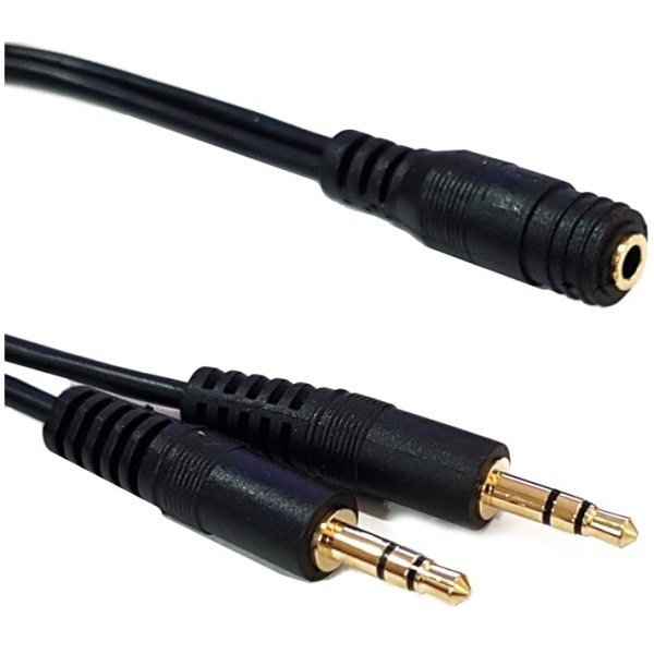 POWERTECH καλώδιο 3.5mm σε 2x 3.5mm CAB-J028, 0.20m, μαύρο