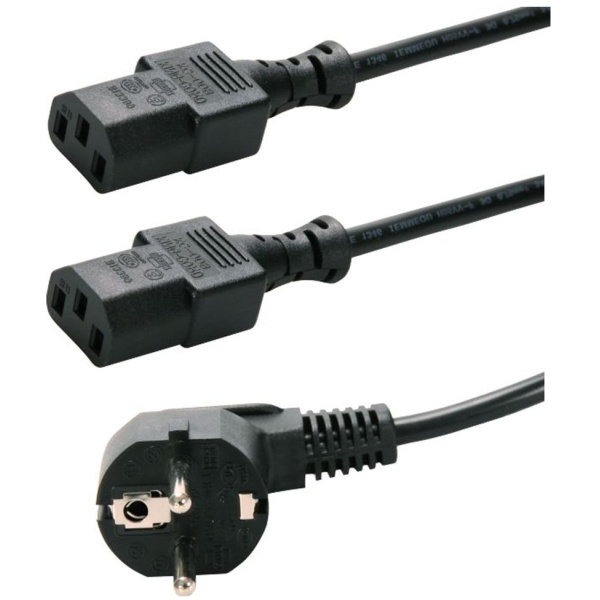 POWERTECH καλώδιο τροφοδοσίας PC για σύνδεση 2 συσκευών P009, 3pin, 1.5m