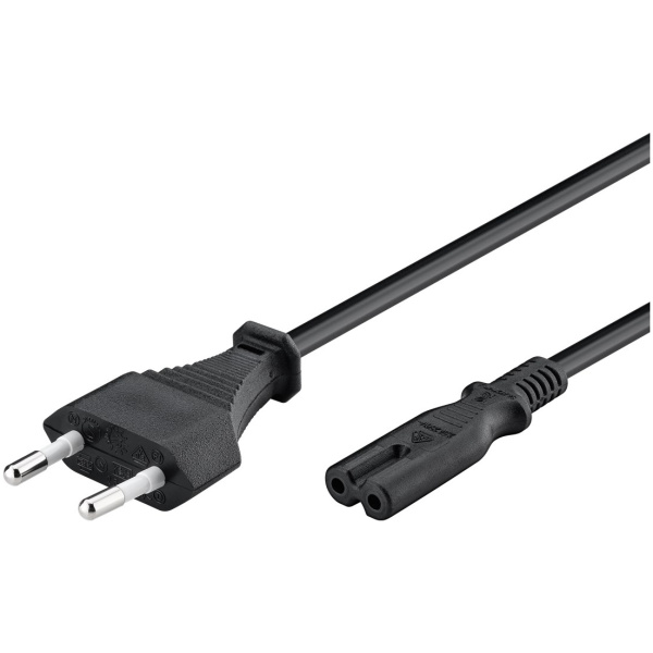 POWERTECH καλώδιο τροφοδοσίας CAB-P021 2pin, copper, 1.5m, μαύρο, 5τμχ