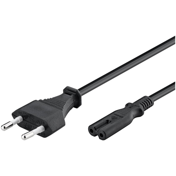 POWERTECH καλώδιο τροφοδοσίας CAB-P040, copper, 2x 0.75mm, 1.5m, μαύρο