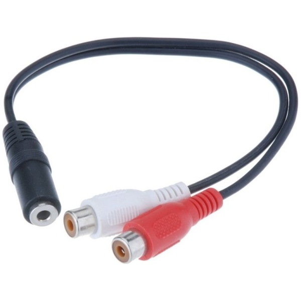POWERTECH καλώδιο 3.5mm θηλυκό σε 2x RCA θηλυκό CAB-R012 0.20m, μαύρο