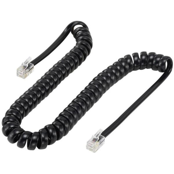 POWERTECH καλώδιο τηλεφώνου RJ10 4P4C CAB-T014, Spiral, 2m, μαύρο