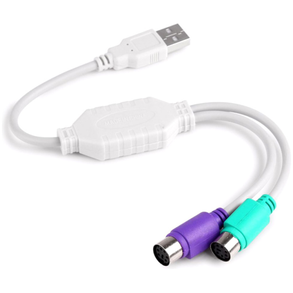 POWERTECH καλώδιο USB σε 2x PS2 θηλυκό CAB-U047, 0.20m, λευκό