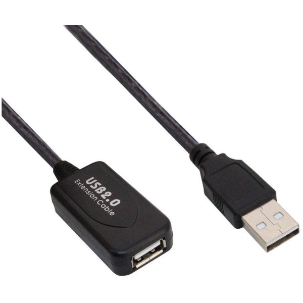 POWERTECH καλώδιο προέκτασης USB CAB-U054, ενισχυτής, 480Mbps 15m, μαύρο