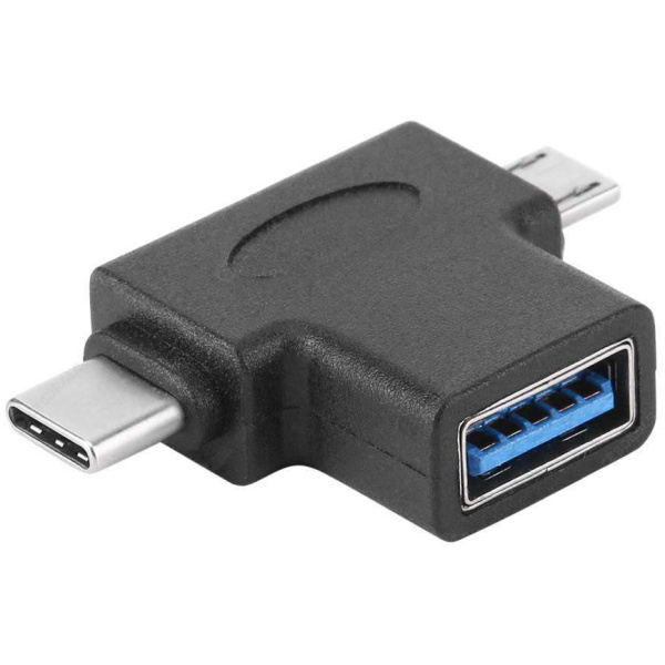 POWERTECH αντάπτορας USB σε USB-C & Micro USB CAB-U117, 5Gbps, μαύρος
