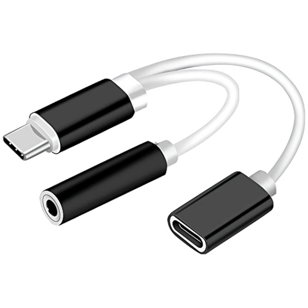 POWERTECH αντάπτορας USB-C σε USB-C & 3.5mm θηλυκό CAB-UC030, λευκός